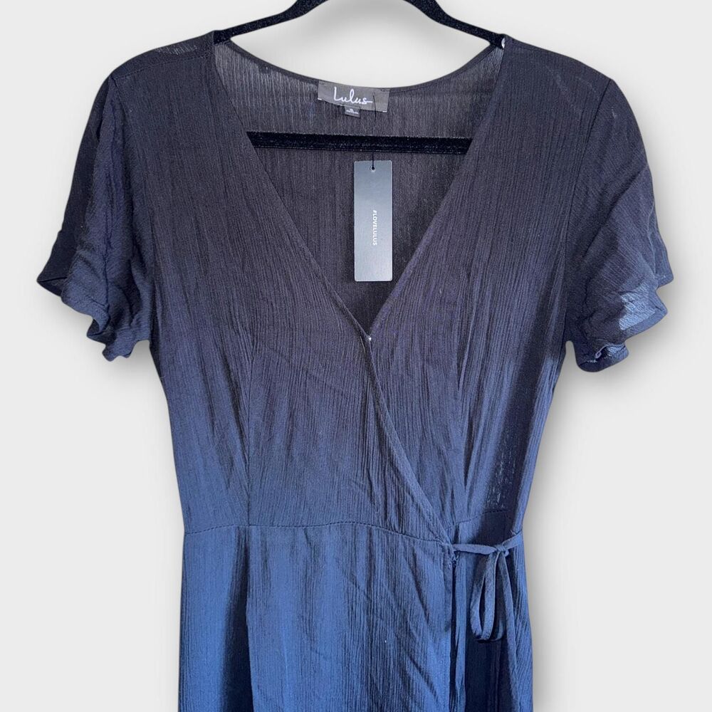 NWT Lulus | Ravishing Charm Black Ruffled Wrap High-Low Maxi Dress | Size Small - Picture 6 of 7
